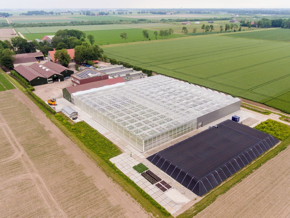 Agrico Research greenhouse aerial view