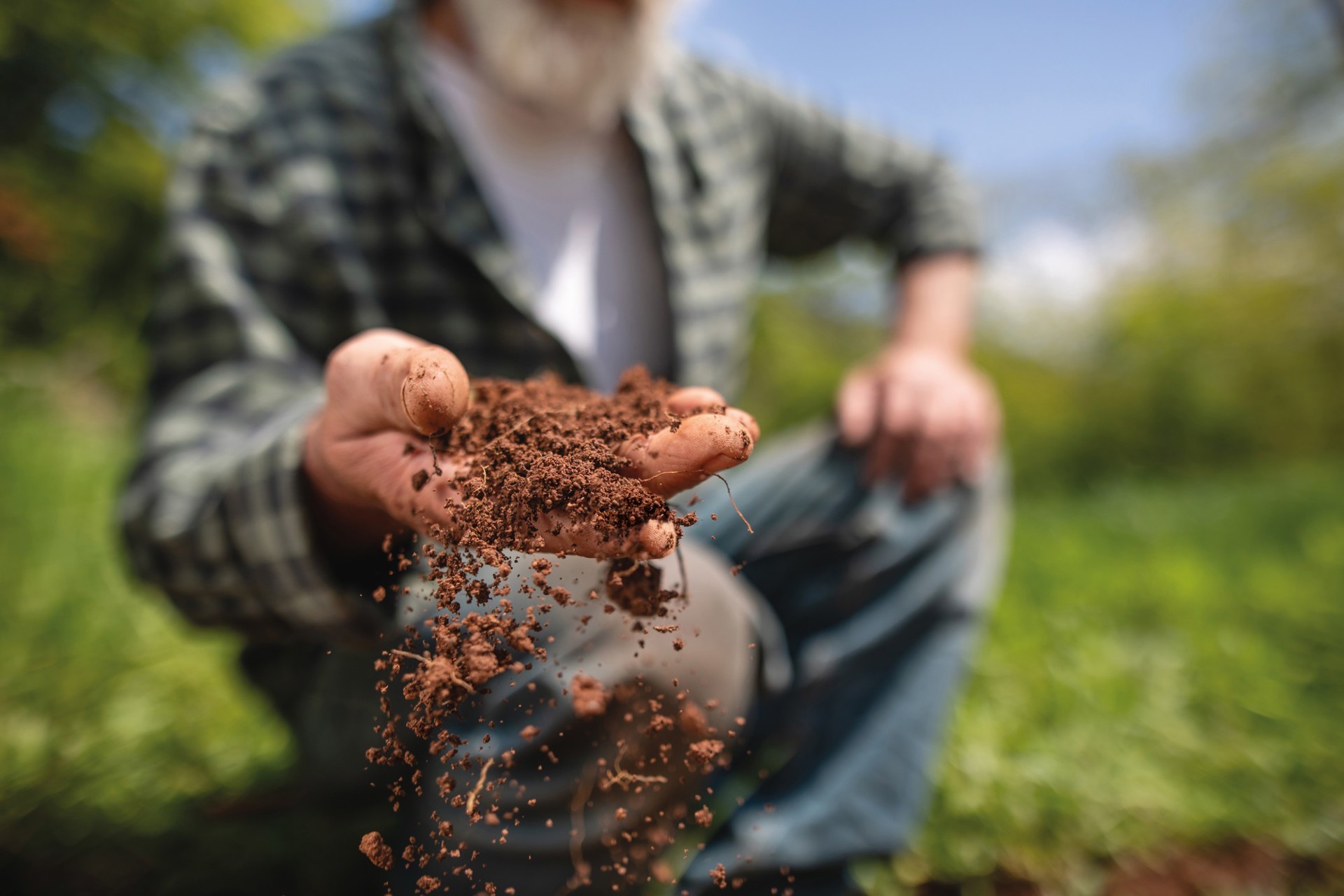 Grower holding soil